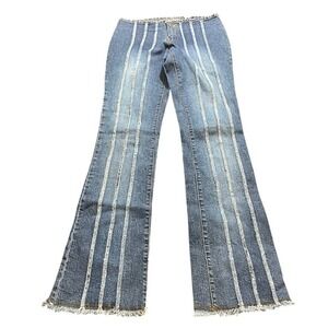 Vintage Y2K Zana Di Flare Wide Leg Jeas Striped Grunge Festival Fits Womens 28